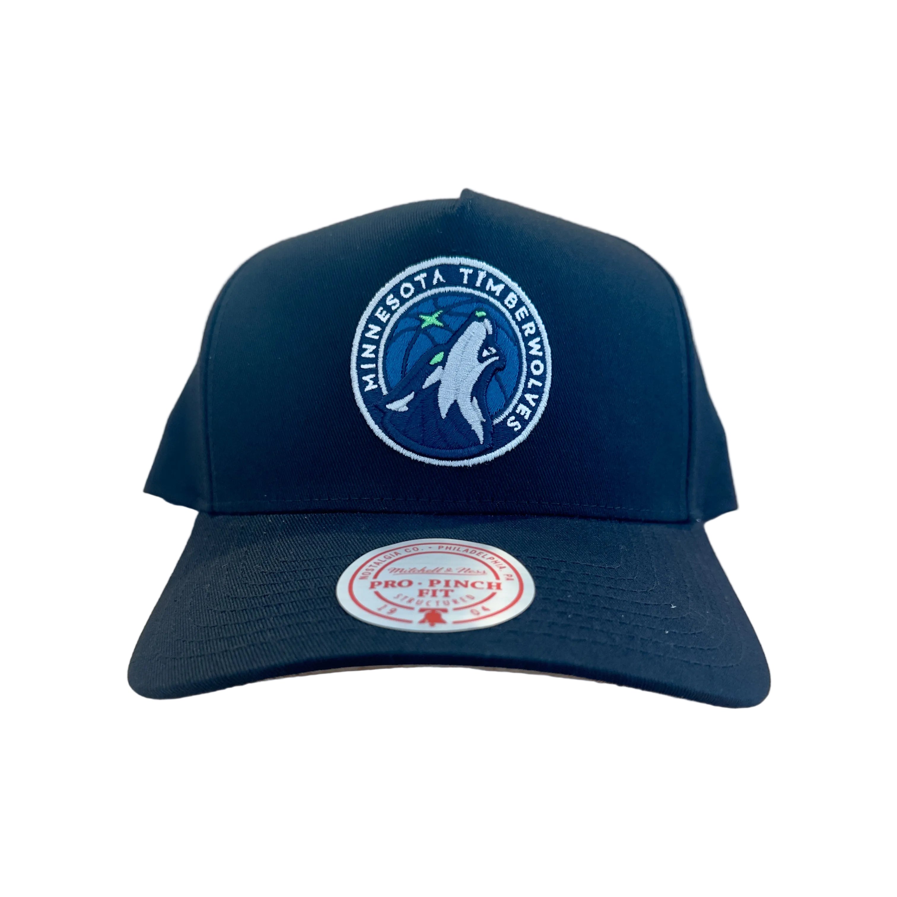 Minnesota Timberwolves Hat - Black Team Colour Pro Pinch NBA Basketball Snapback Cap - Mitchell & Ness