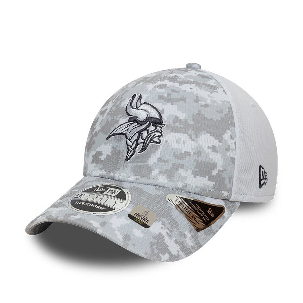 Minnesota Vikings Hat - Grey Camouflage Salute To Service NFL 9Forty Stretch Snapback Cap - New Era