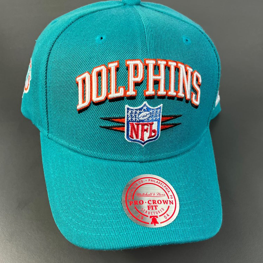 Miami Dolphins Hat - Teal Diamond Logo Pro Crown Snapback - Mitchell & Ness