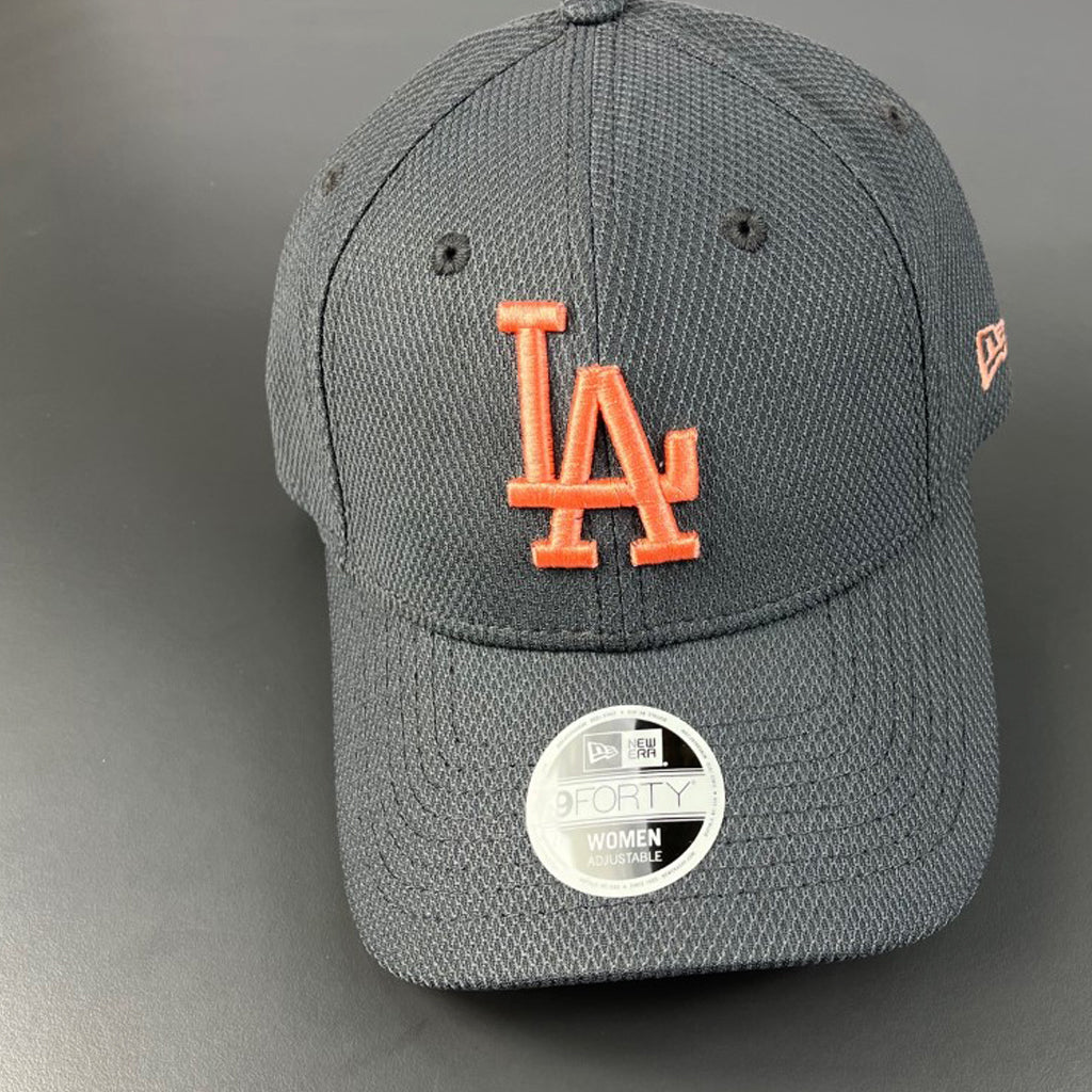 LA Dodgers Women's Cap - Graphite Peach Logo 9Forty MLB Strapback Hat - New Era