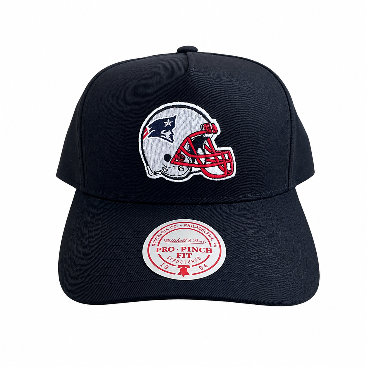New England Patriots Hat - Black Team Colour Pro Pinch NFL Snapback Cap - Mitchell & Ness