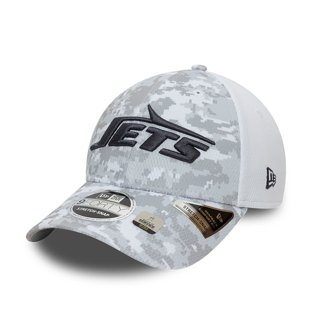 New York Jets Hat - Grey Camouflage Salute To Service NFL 9Forty Stretch Snapback Cap - New Era