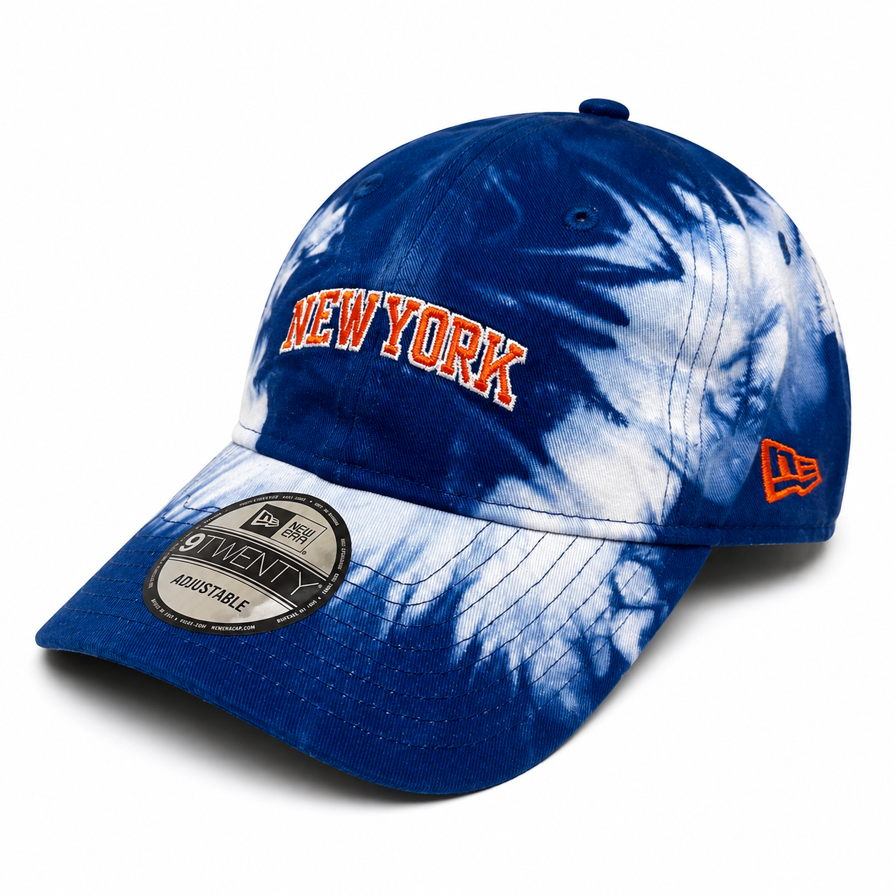 New York Knicks Hat - Blue Tie Dye NBA W/ Pin Curved Brim 9Twenty Strapback Cap - New Era