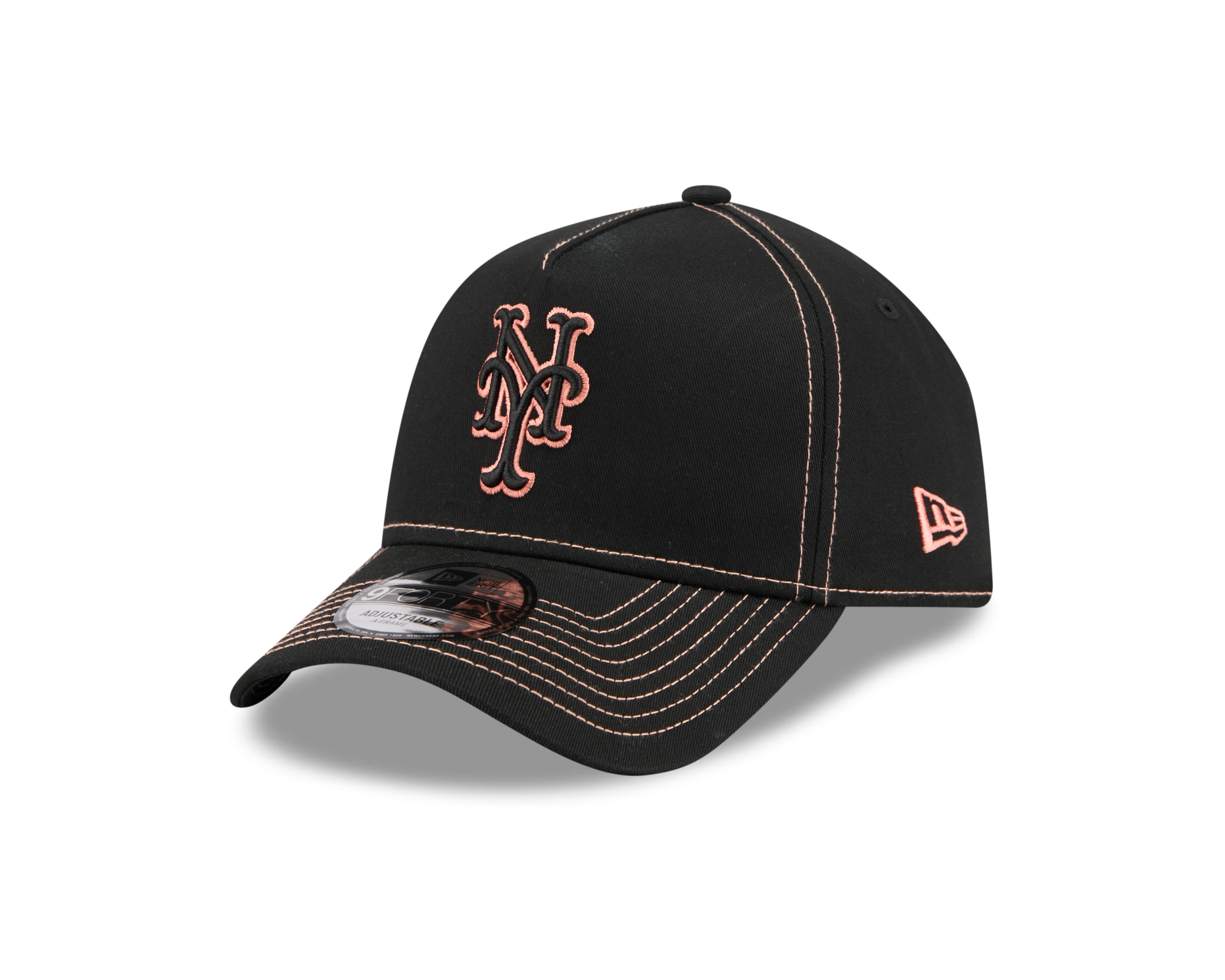New York Mets Hat - Black Colour Contrast 9Forty A-Frame MLB Snapback Cap - New Era