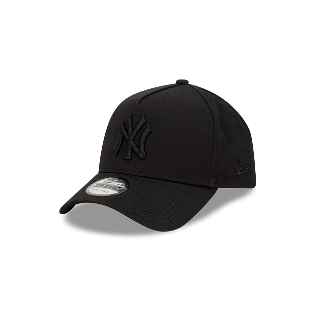 New York Yankees Hat - Black on Black 9Forty A-Frame MLB Snapback Cap - New Era