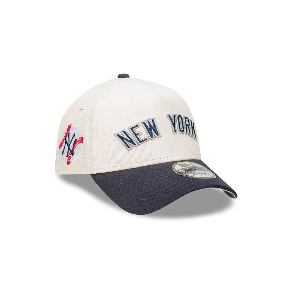 New York Yankees Hat - Wordmark 2-Tone Navy 9Forty A-Frame MLB Snapback Cap - New Era