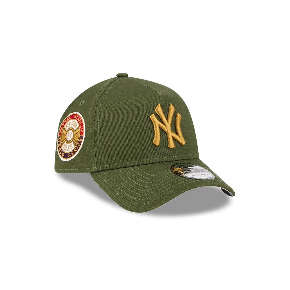New York Yankees Hat - World Series Rifle Green 9Forty A-Frame MLB Snapback Cap - New Era