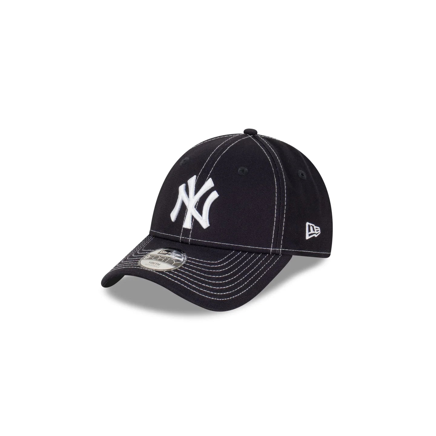 New York Yankees Youth Kids Hat - Official Team Colour Navy Contrast 9Forty Kids MLB Strapback Cap - New Era