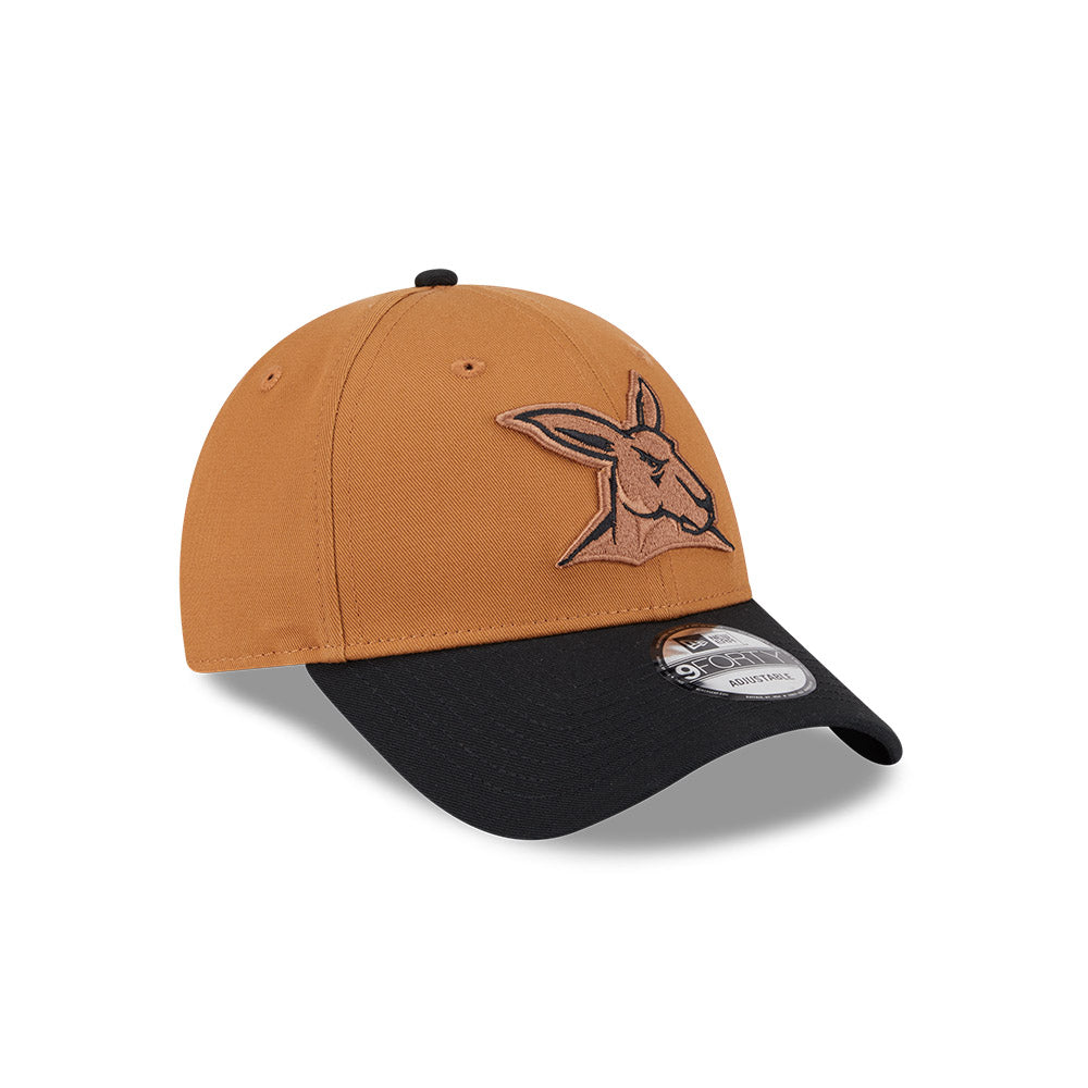 North Melbourne Kangaroos Hat - 2-Tone Bronze Black 9forty AFL Strapback Cap - New Era