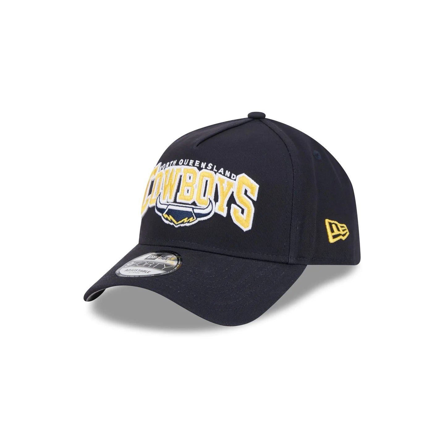 North Queensland Cowboys Hat - Navy Logo Arch 9Forty A-Frame NRL Snapback Cap - New Era