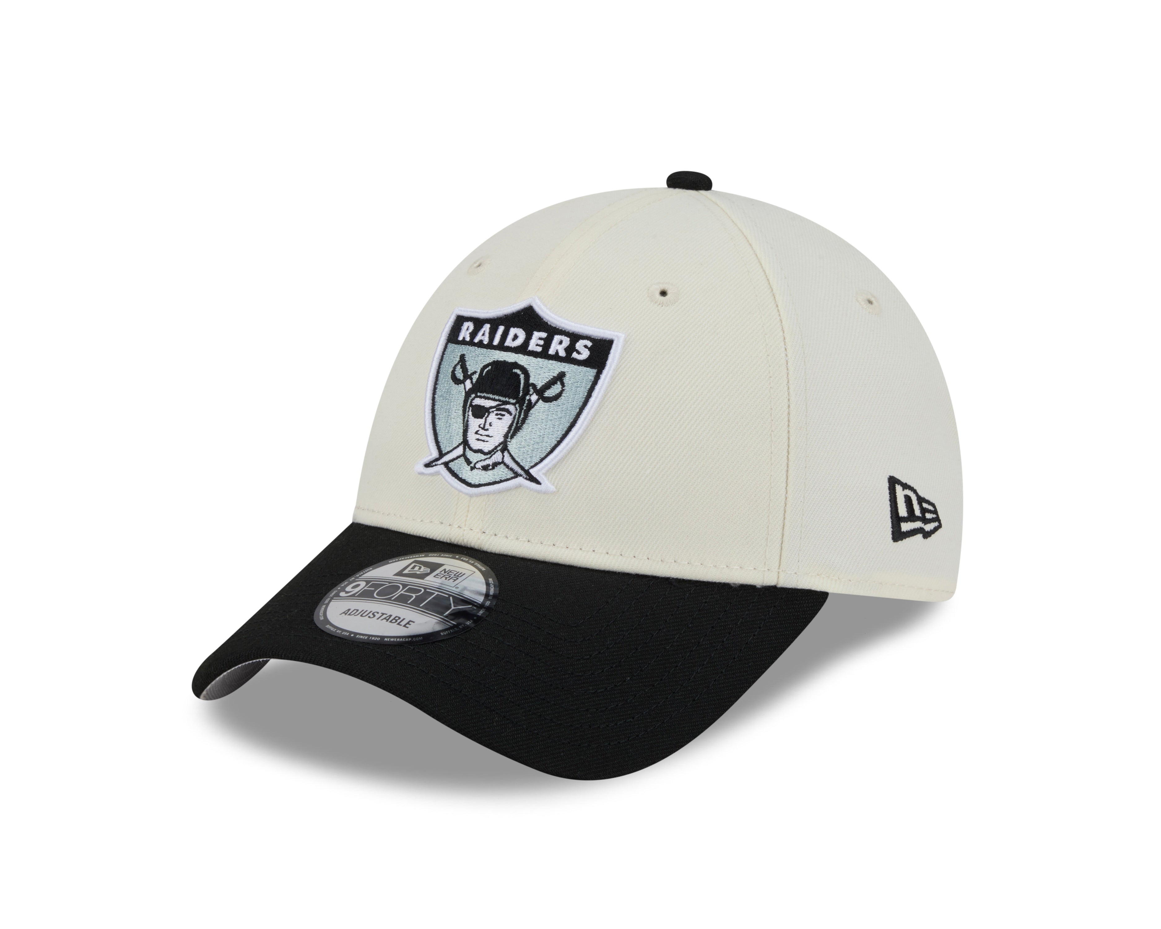 Oakland Raiders Hat - Black Chrome White 2Tone NFL Historic 9Forty Snapback Cap - New Era