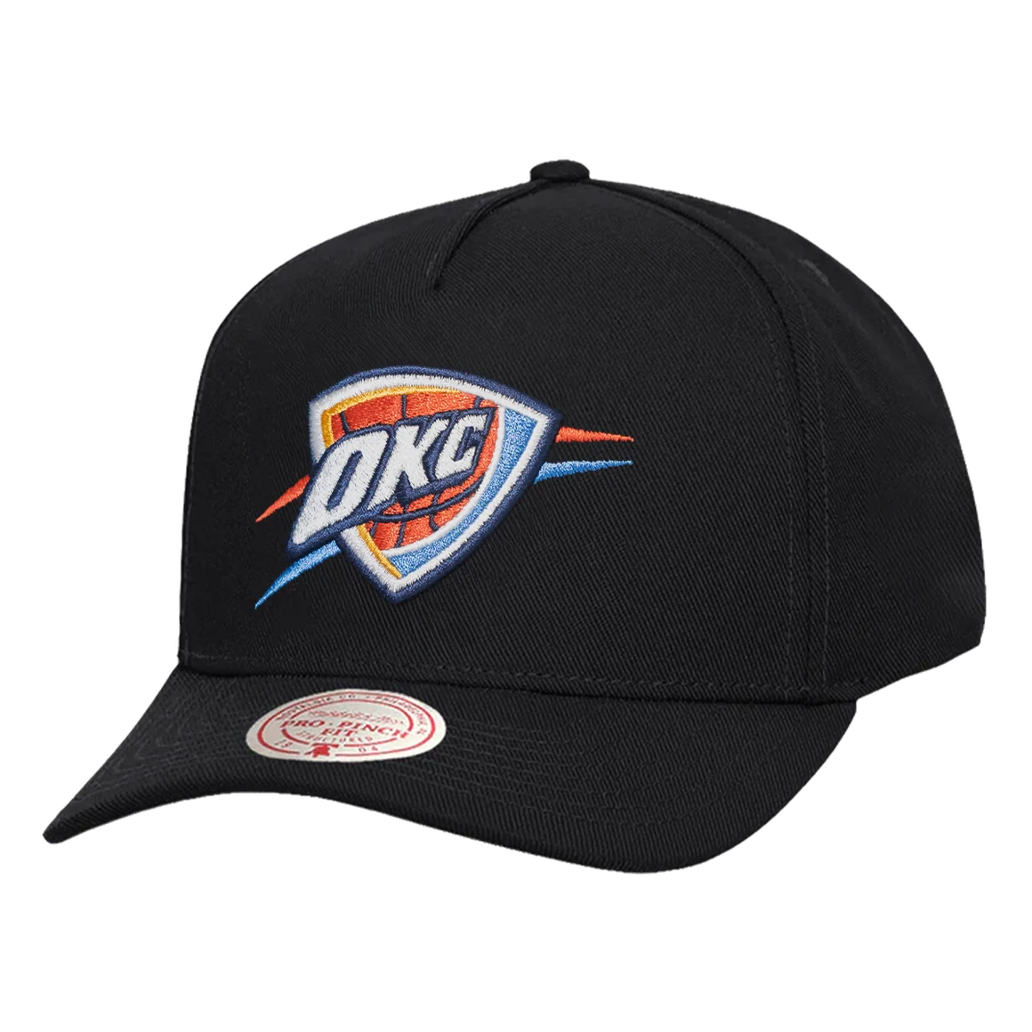 Oklahoma City Thunder Hat - Black Team Colour Pro Pinch NBA Basketball Snapback Cap - Mitchell & Ness