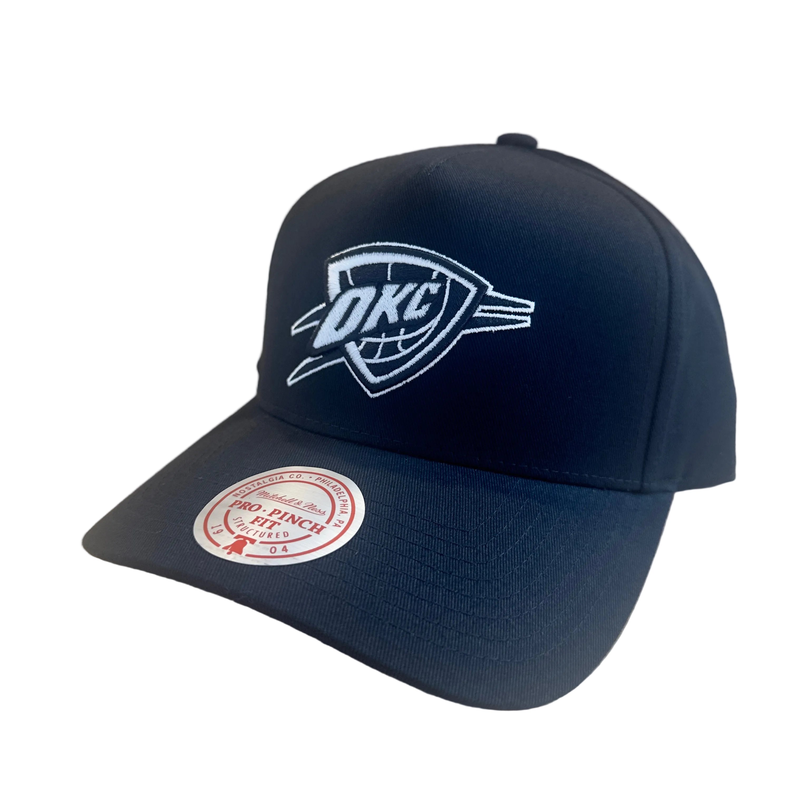 Oklahoma City Thunder Hat - Black and White Pro Pinch NBA Basketball Snapback Cap - Mitchell & Ness 2