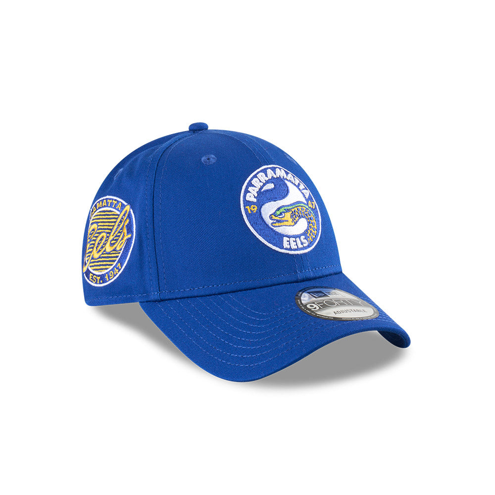 Parramatta Eels Youth Hat - NRL 2025 Badged Blue OTC 9Forty Kids Strapback Cap - New Era