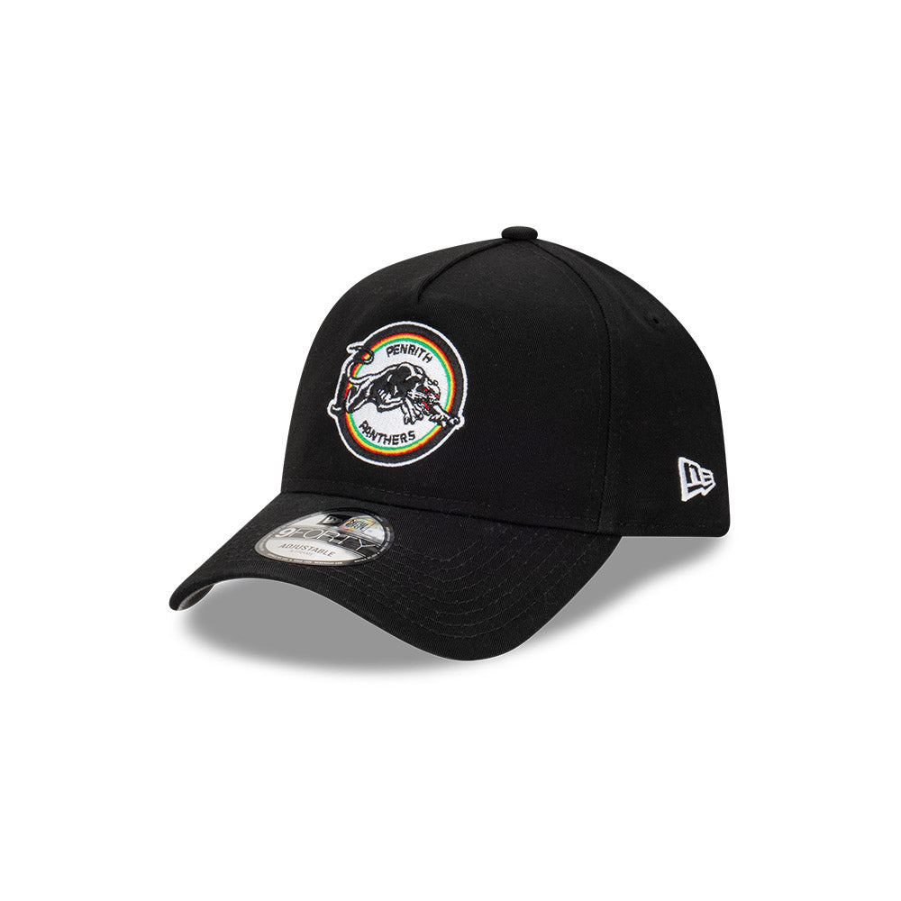 Penrith Panthers Hat - 2024 Black Retro 9Forty A-Frame NRL Snapback Cap - New Era