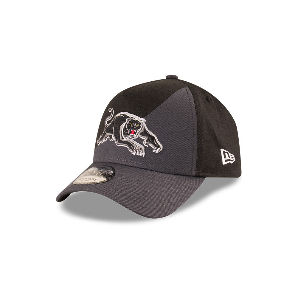 Penrith Panthers Hat - 2025 Black Flow 9Forty A-Frame NRL Snapback Cap - New Era