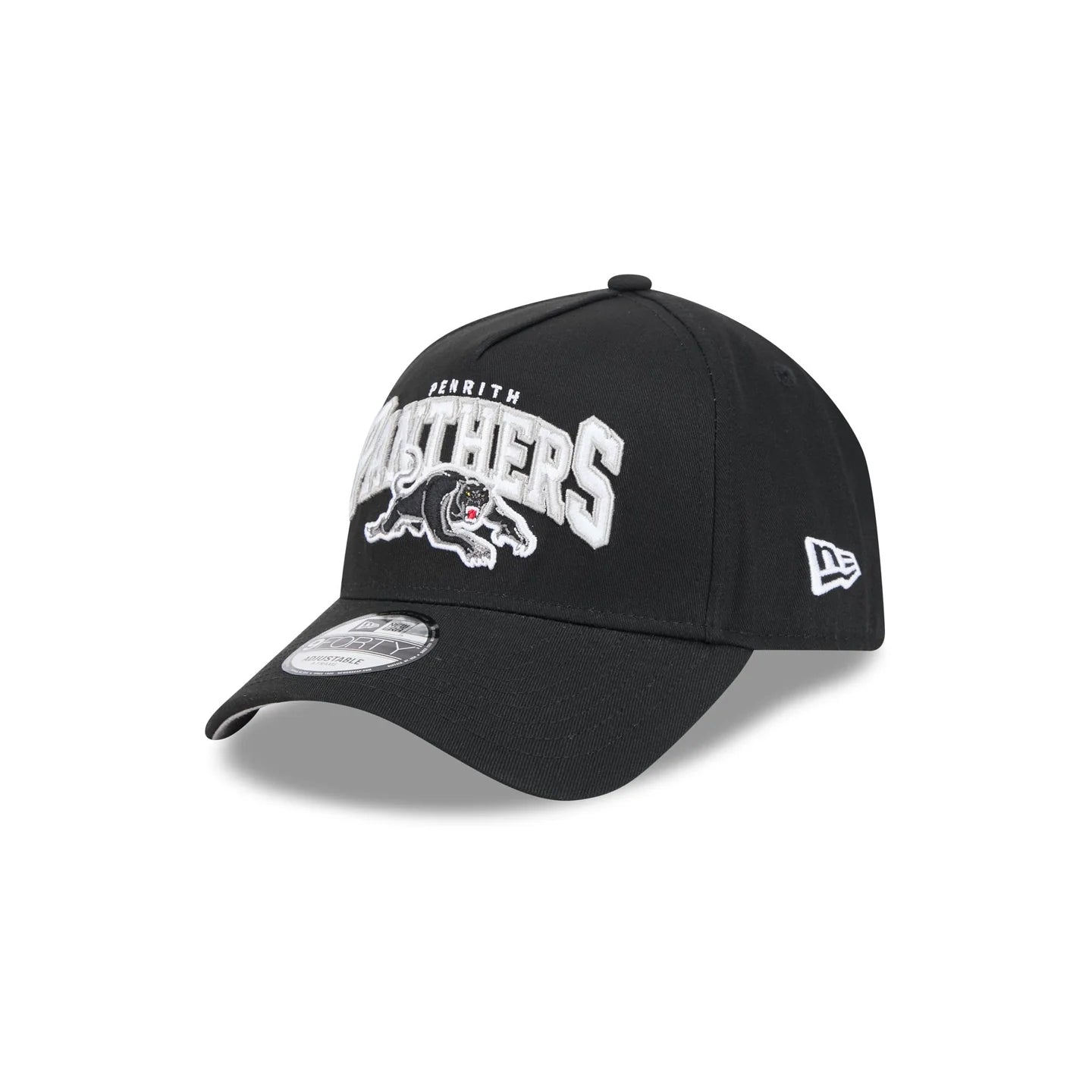 Penrith Panthers Hat - Black Logo Arch 9Forty A-Frame NRL Snapback Cap - New Era
