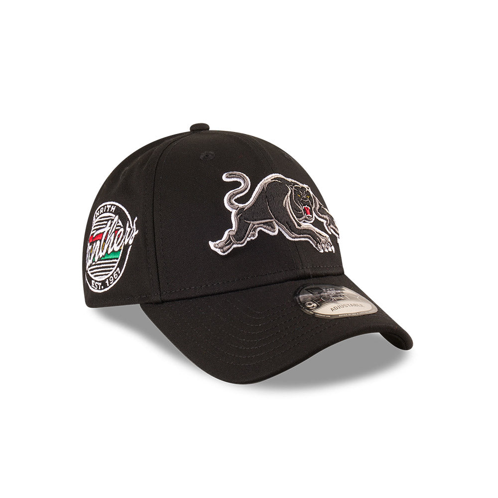 Penrith Panthers Youth Hat - NRL 2025 Badged Black OTC 9Forty Kids Strapback Cap - New Era