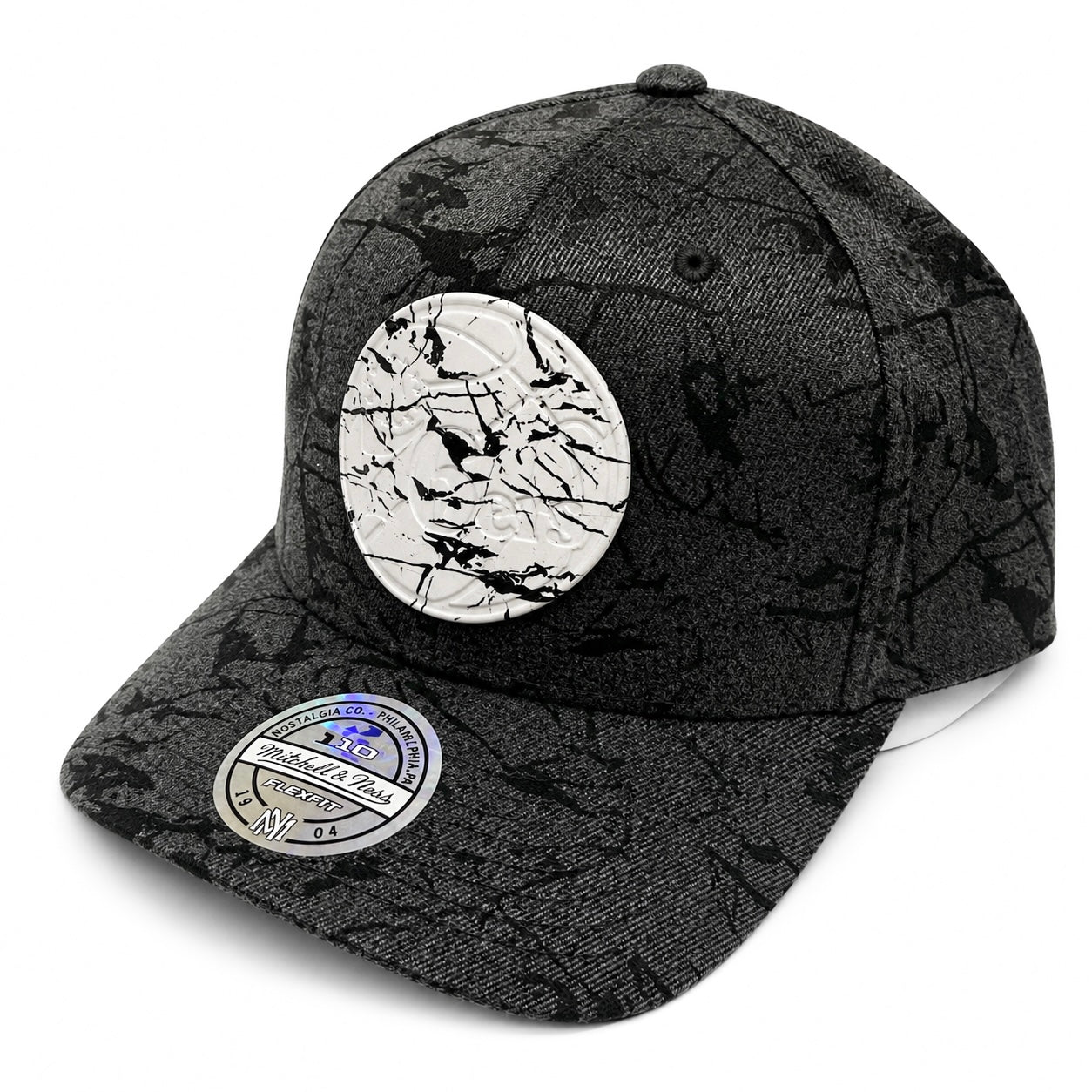 Philadelphia 76ers Hat - NBA Vintage Dark Grey Marble Curved Snapback Cap - Mitchell & Ness