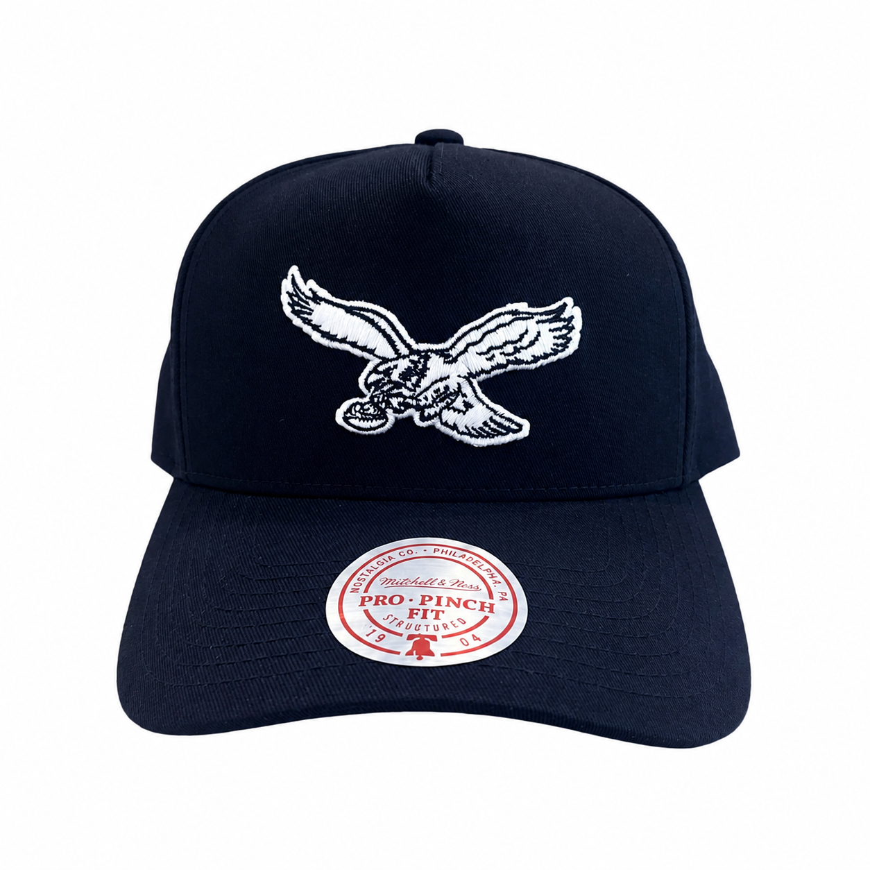 Philadelphia Eagles Hat - Black and White Pro Pinch NFL American Football Snapback Cap - Mitchell & Ness