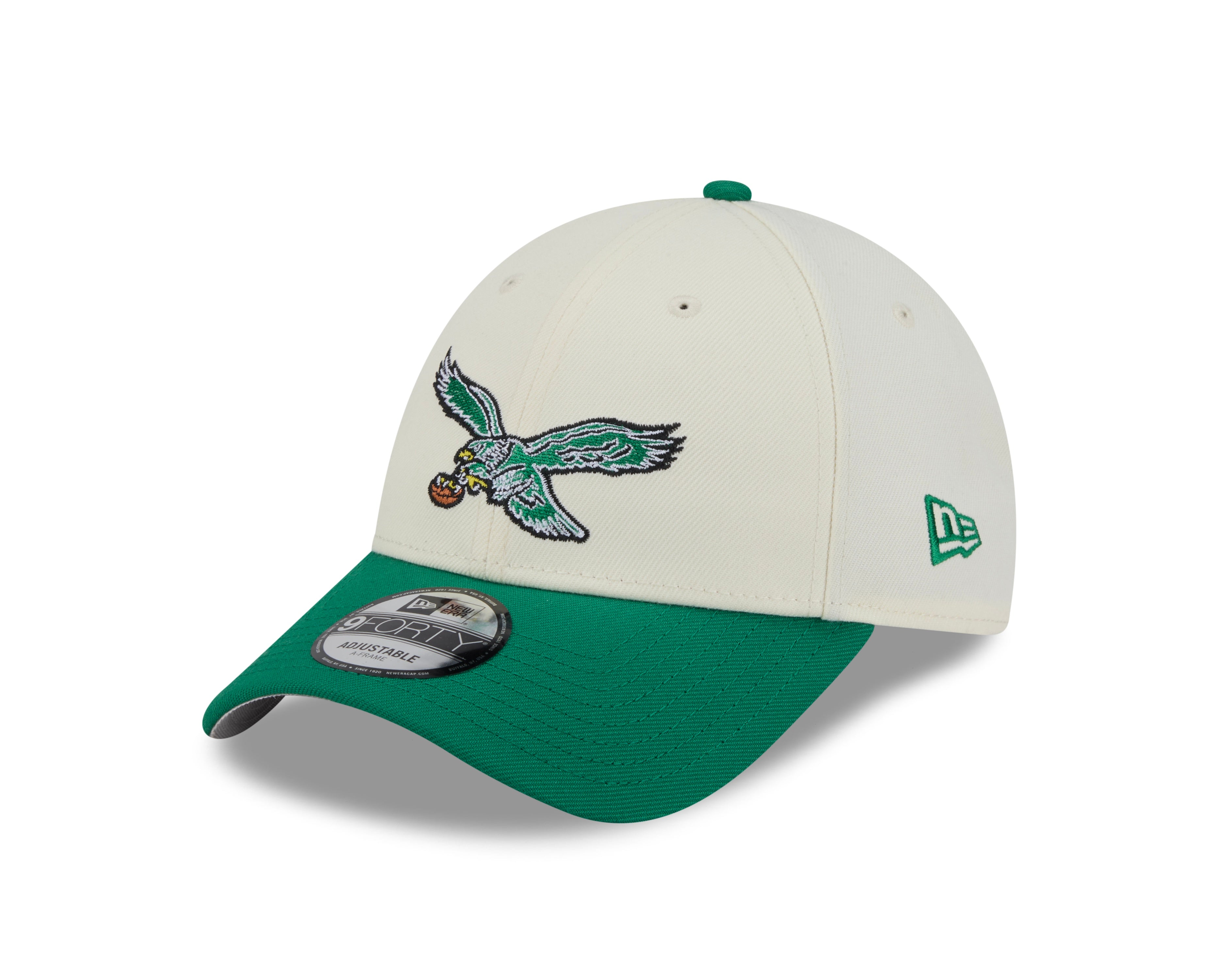Philadelphia Eagles Hat - Green Chrome White 2Tone NFL Historic 9Forty Snapback Cap - New Era