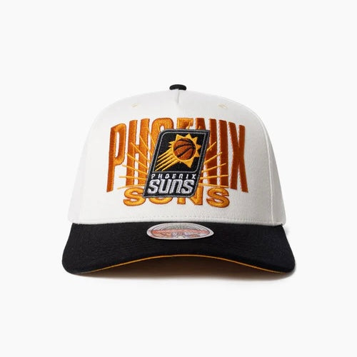 Phoenix Suns Hat - White Black 2-Tone Post Up MVP NBA Snapback Cap - Mitchell & Ness