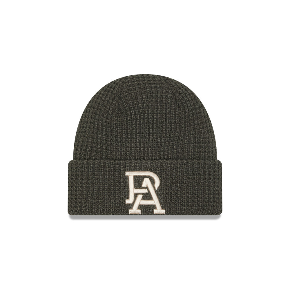 Port Adelaide Power Beanie - 2025 AFL Dusty Charcoal Waffle Knit - New Era