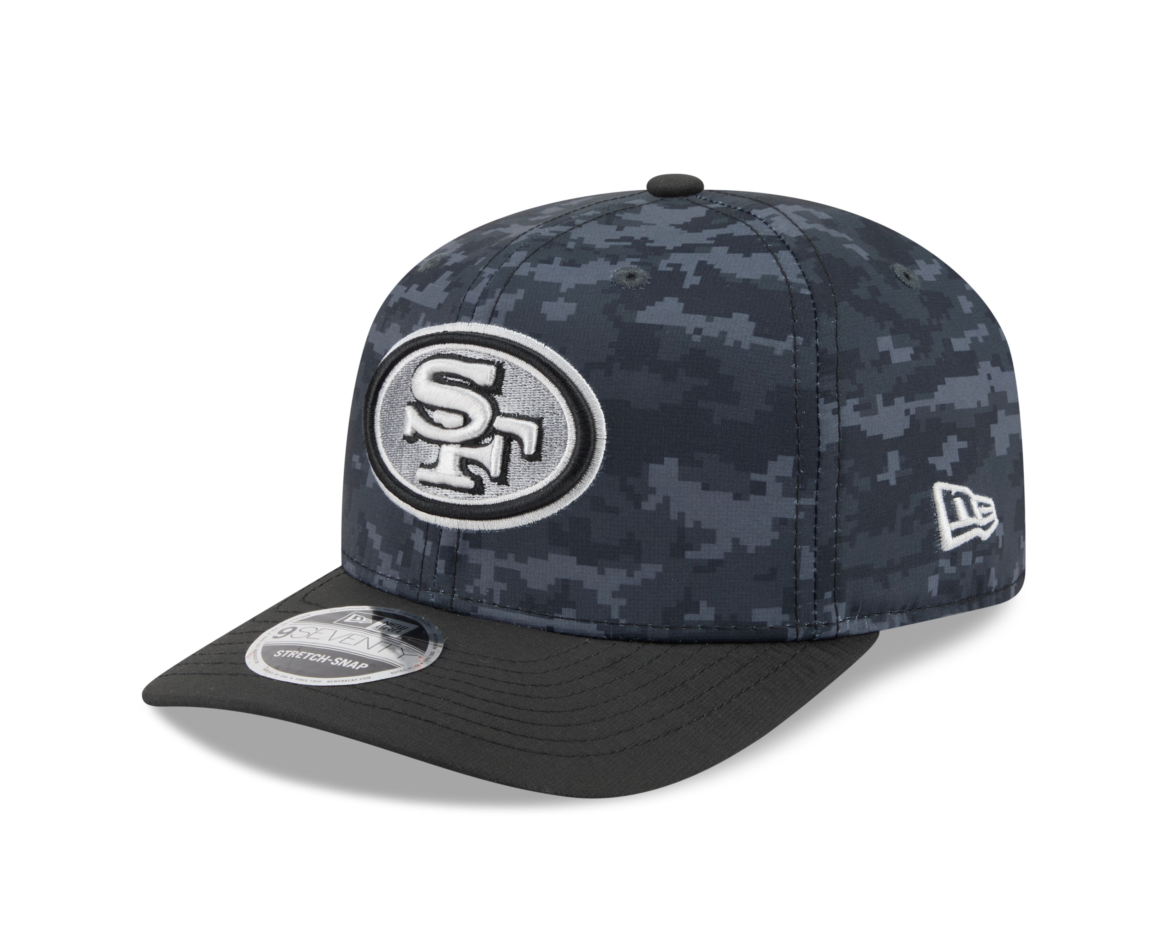 San Francisco 49ers Hat - Dark Camo Salute To Service NFL 9Seventy Adjustable Stretch Snapback Cap - New Era