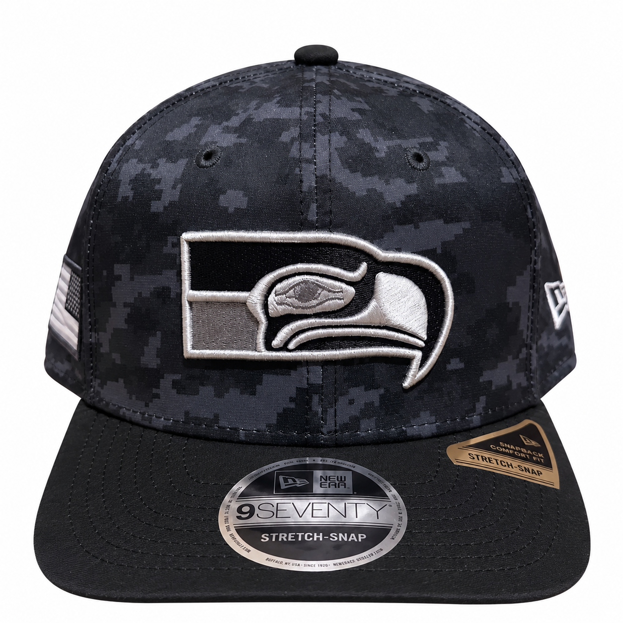 Seattle Seahawks Hat - Dark Camo Salute To Service Alternate NFL 9Seventy Adjustable Stretch Snapback Cap - New Era
