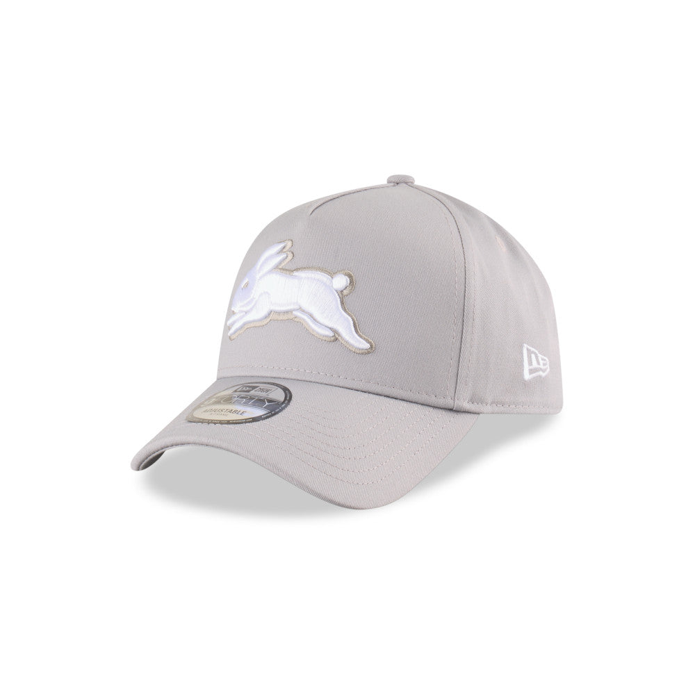 South Sydney Rabbitohs Hat - 2025 Grey White 9Forty A-Frame NRL Snapback Cap - New Era