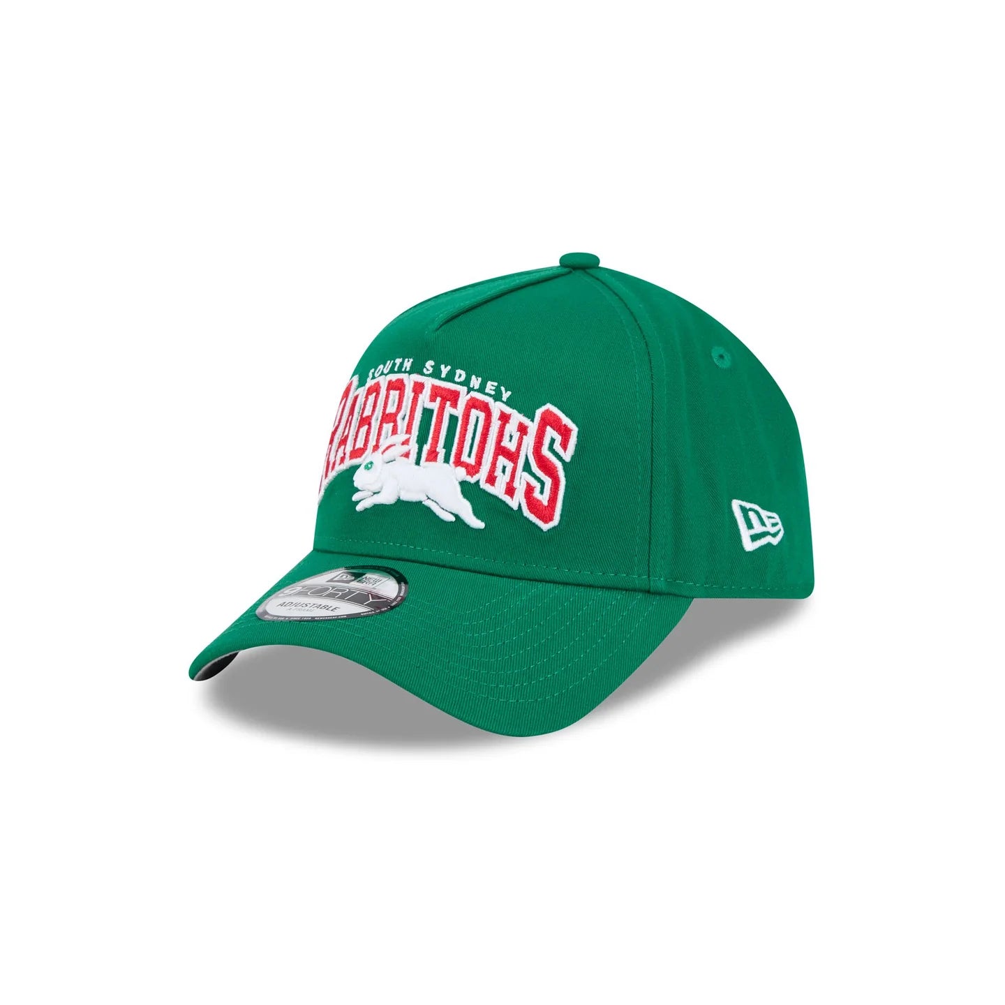 South Sydney Rabbitohs Hat - Green Logo Arch 9Forty A-Frame NRL Snapback Cap - New Era