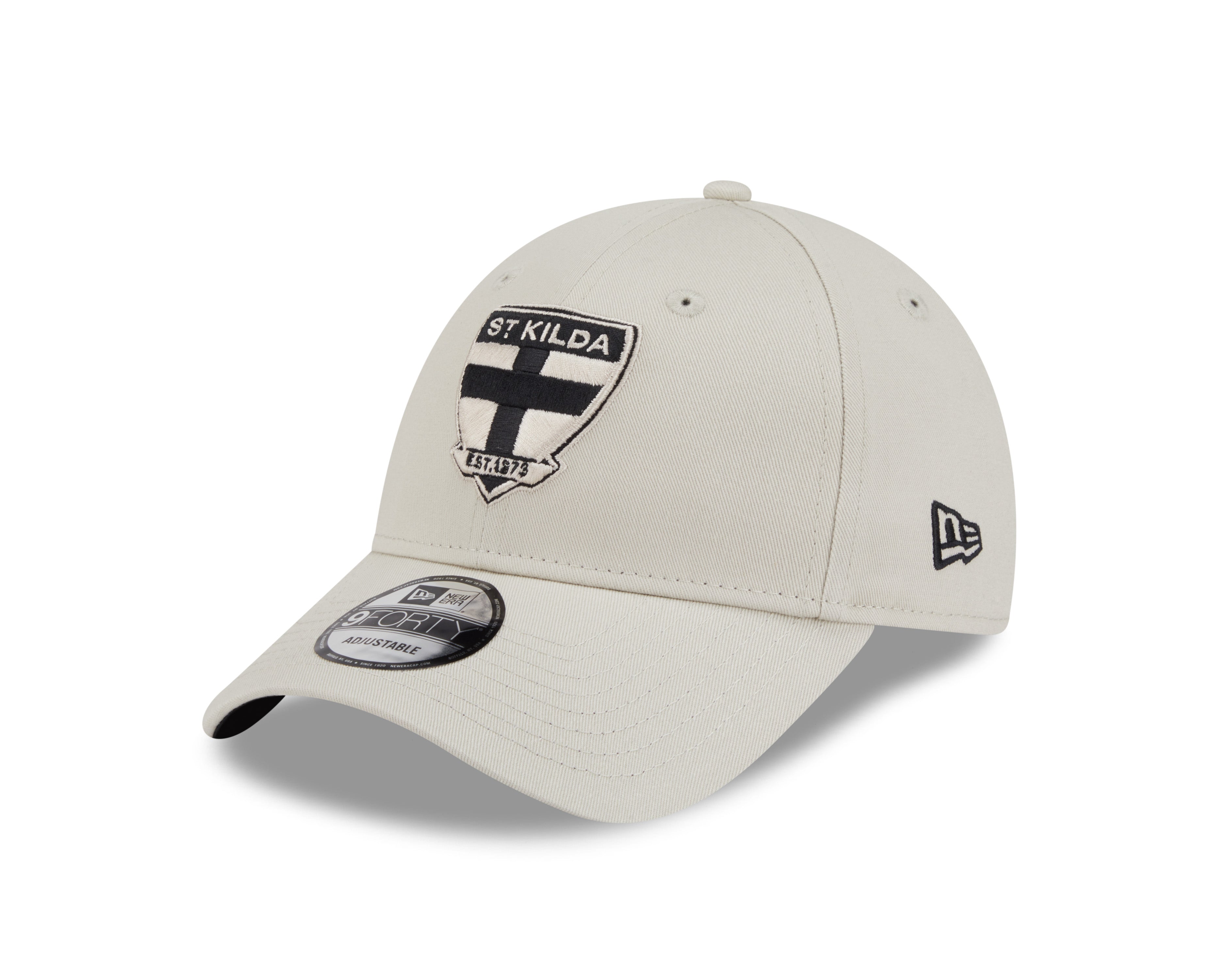 St Kilda Saints Hat - Stone Black 9forty AFL Strapback Cap - New Era
