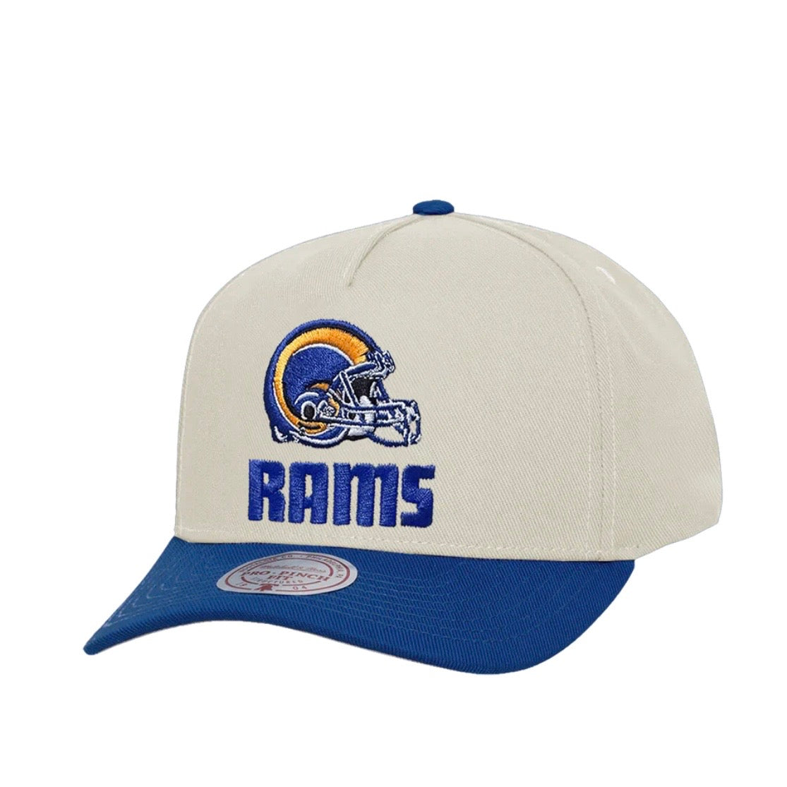 St Louis Rams Hat - 2Tone White Team Colour Pro Pinch NFL Snapback Cap - Mitchell & Ness 2
