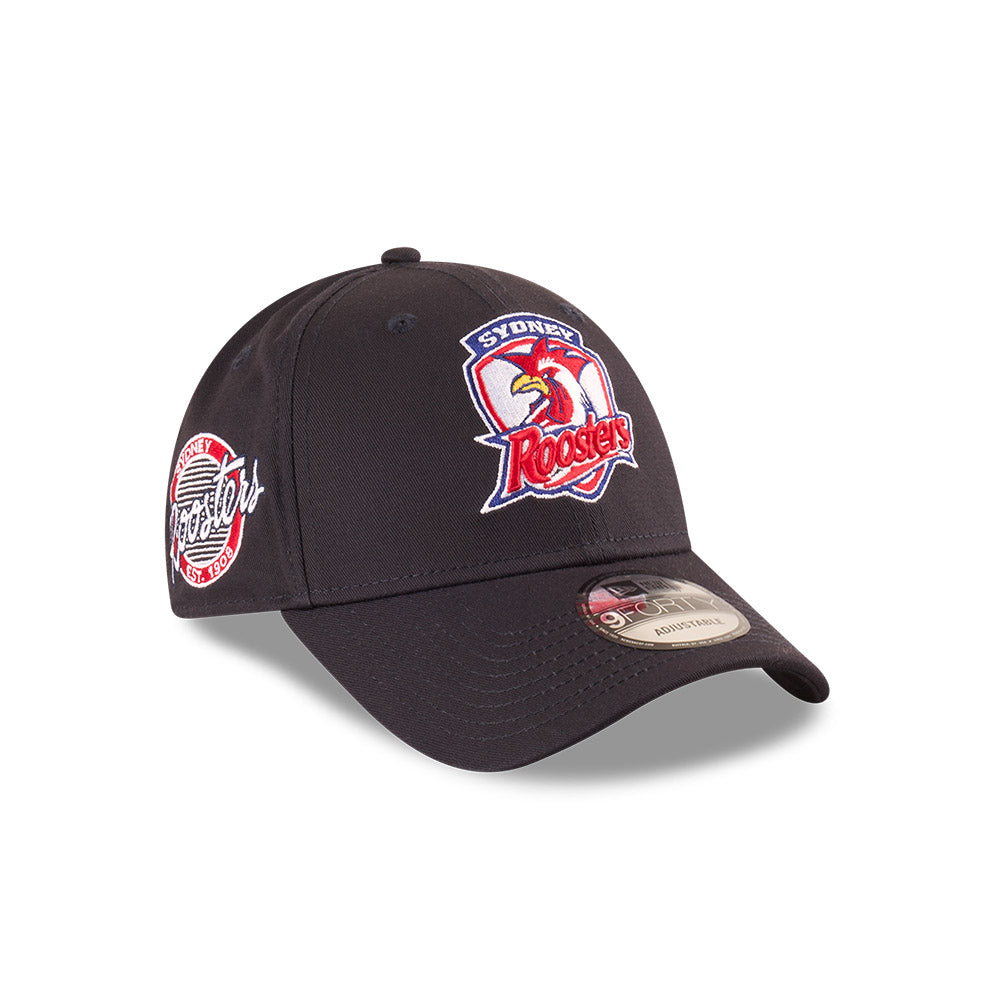 Sydney Roosters Youth Hat - NRL 2025 Badged Navy OTC 9Forty Kids Strapback Cap - New Era