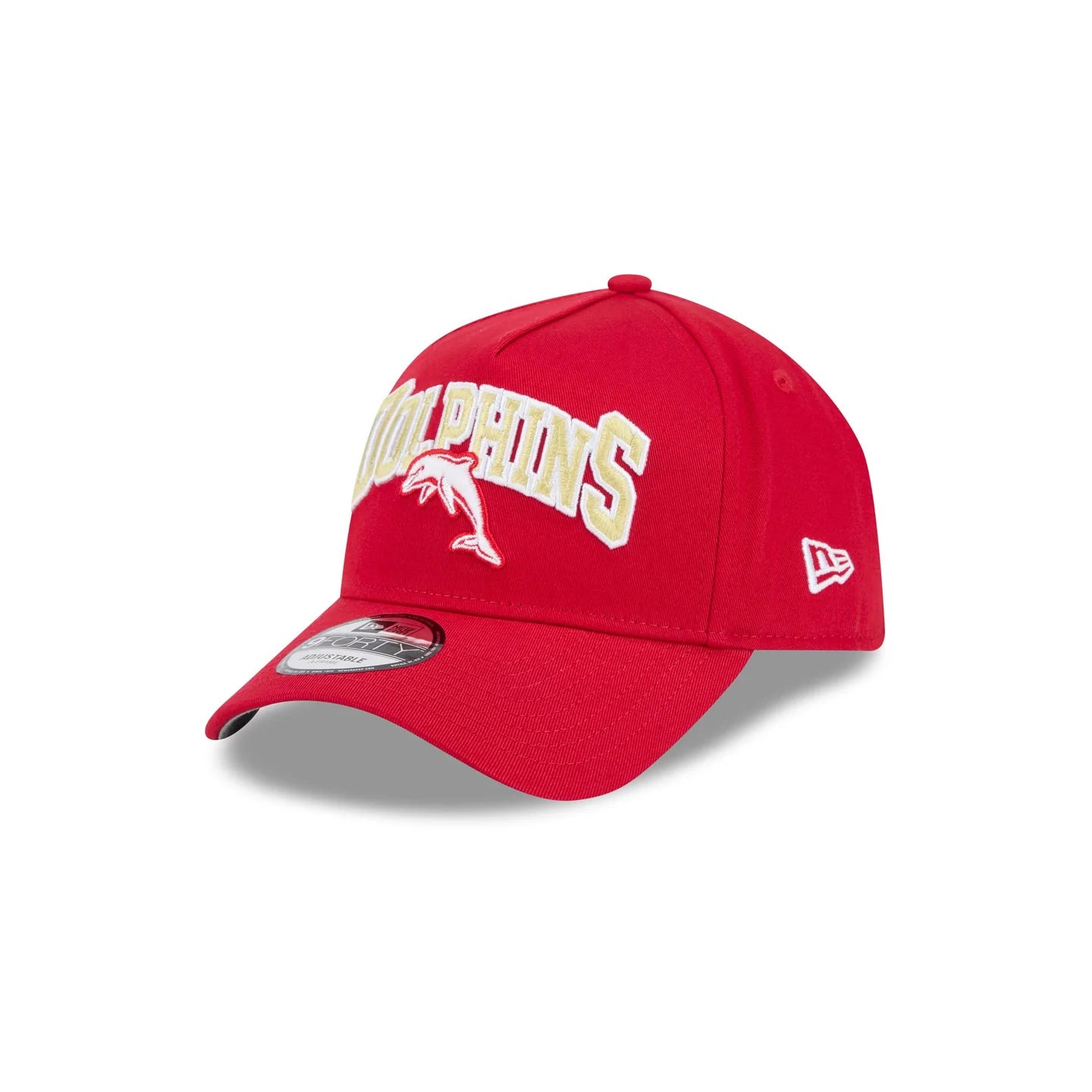 The Dolphins Hat - Red Logo Arch 9Forty A-Frame NRL Snapback Cap - New Era