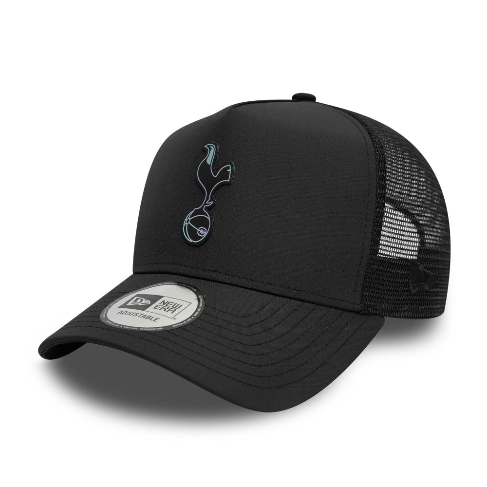 Tottenham Hotspur FC Hat - Black Iridescent EPL 9Forty A-Frame Trucker Snapback Cap - New Era