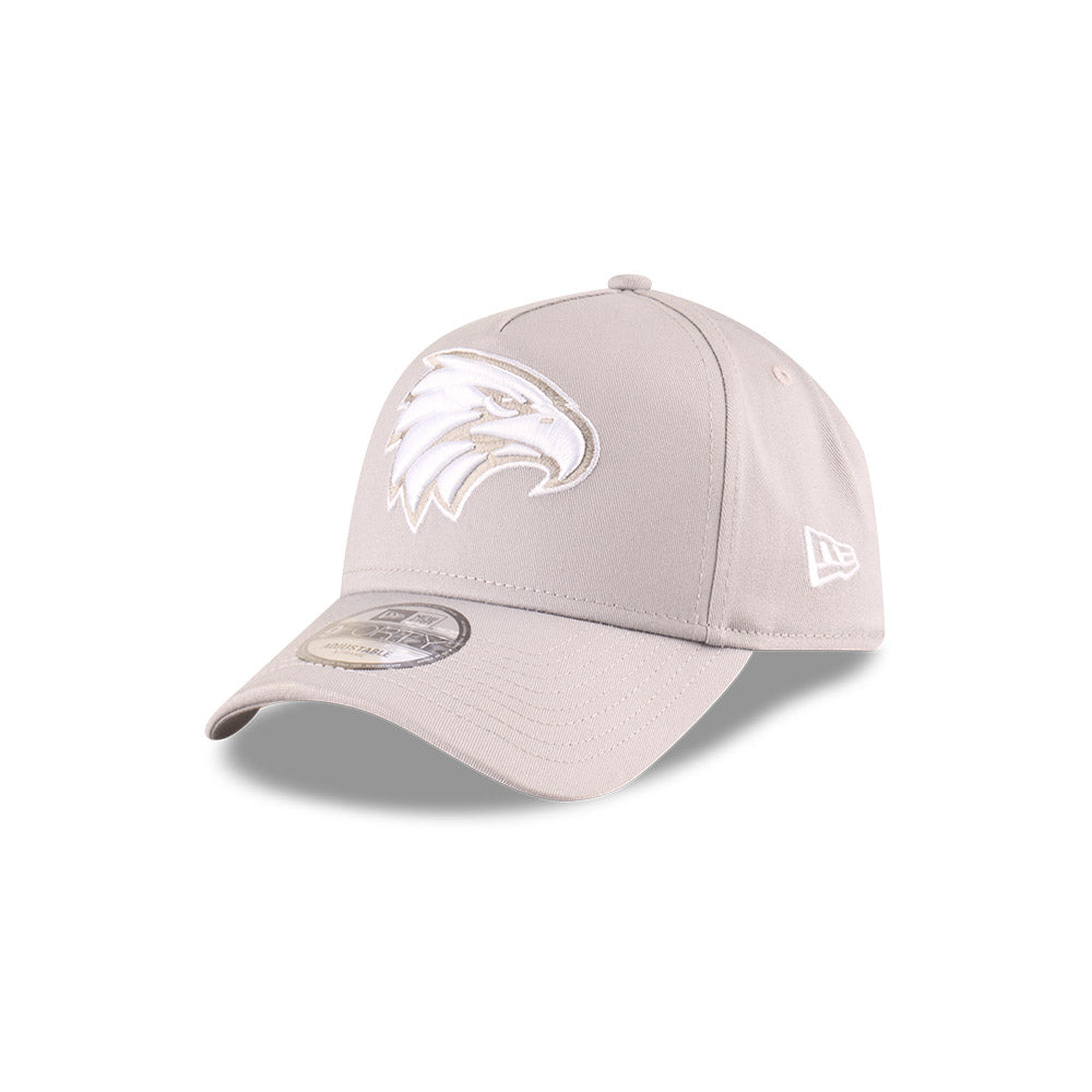 West Coast Eagles Hat - 2025 Grey White 9Forty A-Frame AFL Snapback Cap - New Era