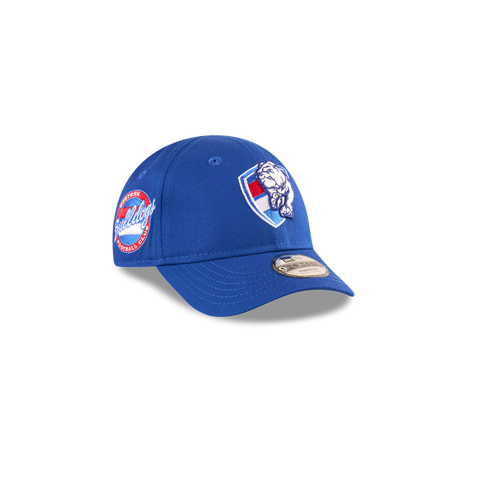 Western Bulldogs Youth Hat - AFL 2025 Badged Blue OTC 9Forty Kids Strapback Cap - New Era