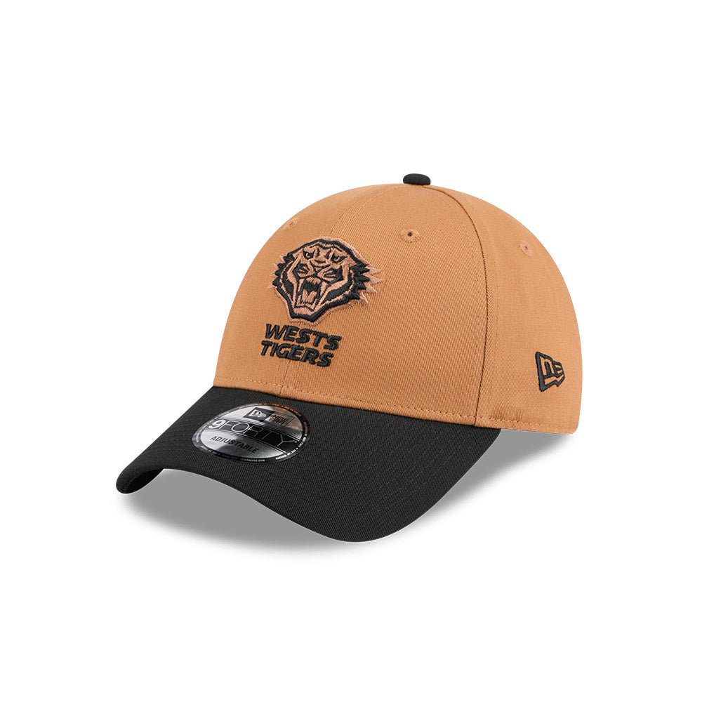 Wests Tigers Hat - NRL 2-Tone Bronze Black 9forty Strapback Cap - New Era