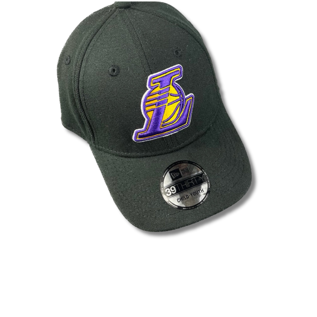 LA Lakers Youth Hat - Black NBA Stretch Fit - New Era