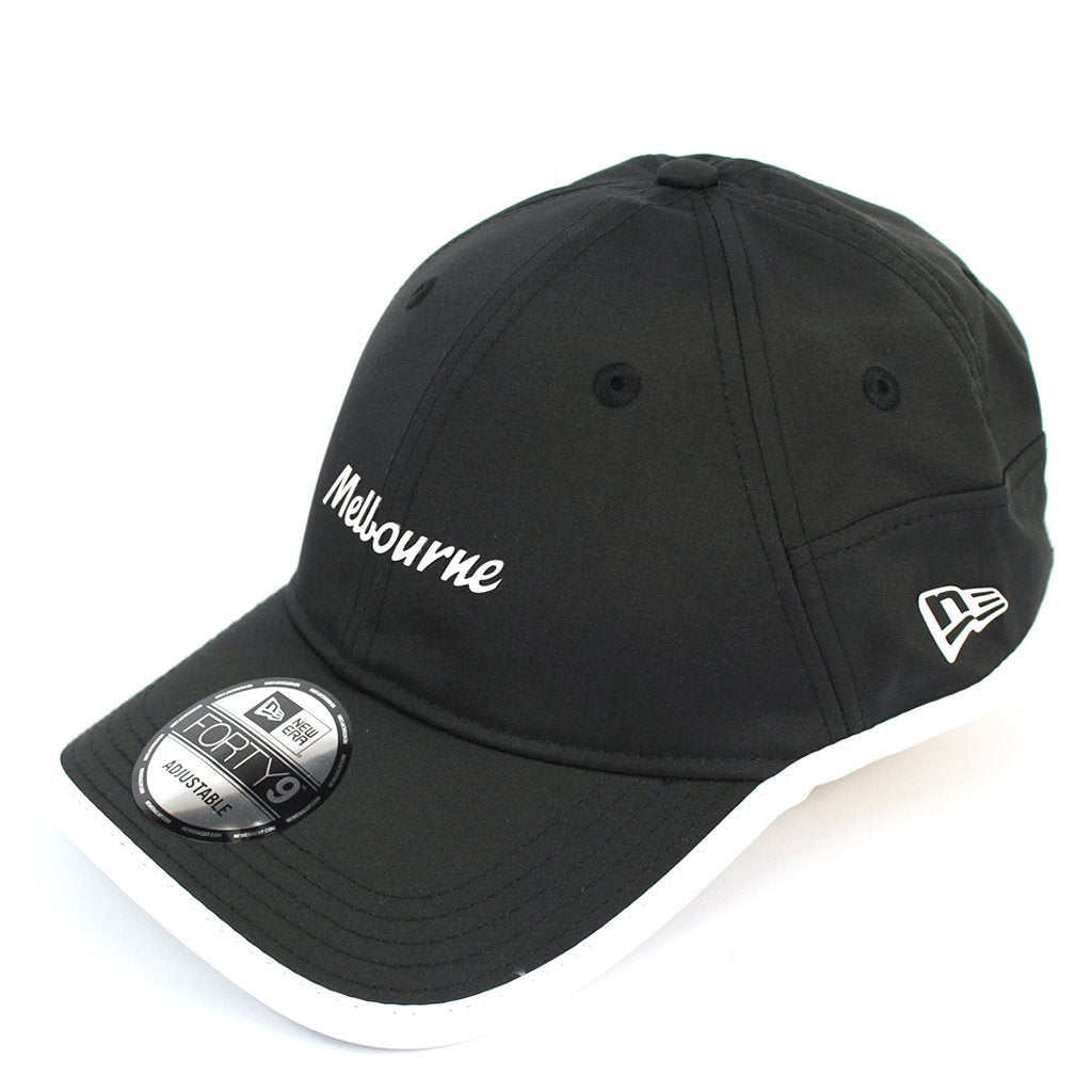 Australian Open Hat - Melbourne Black White Logo Curved Strapback - New Era