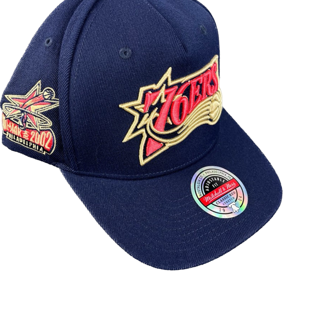 Philadelphia 76ers Hat - Navy Salute Classic Redline Snapback - Mitchell & Ness