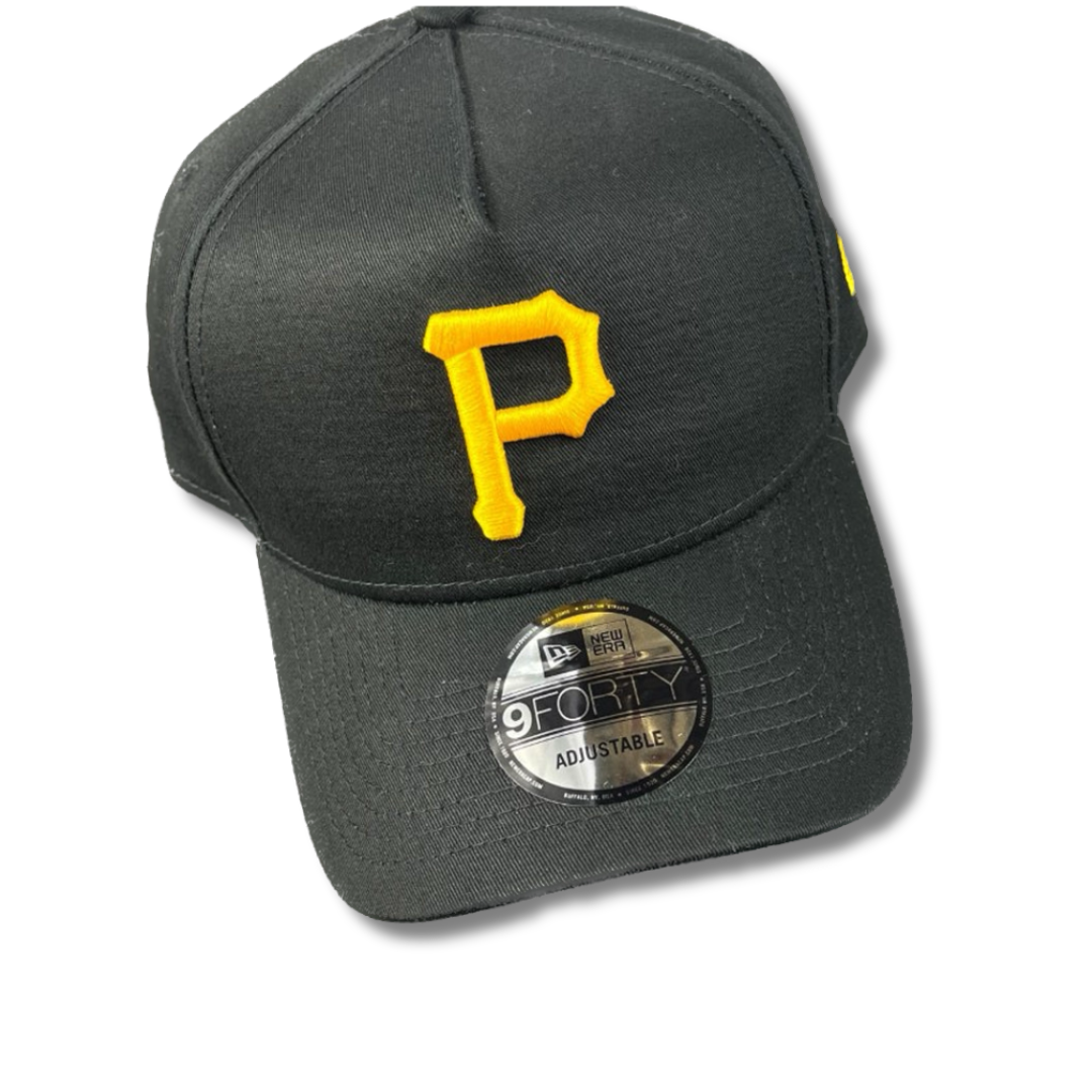 Pittsburgh Pirates Hat - Black Yellow Logo 9Forty MLB Snapback - New Era