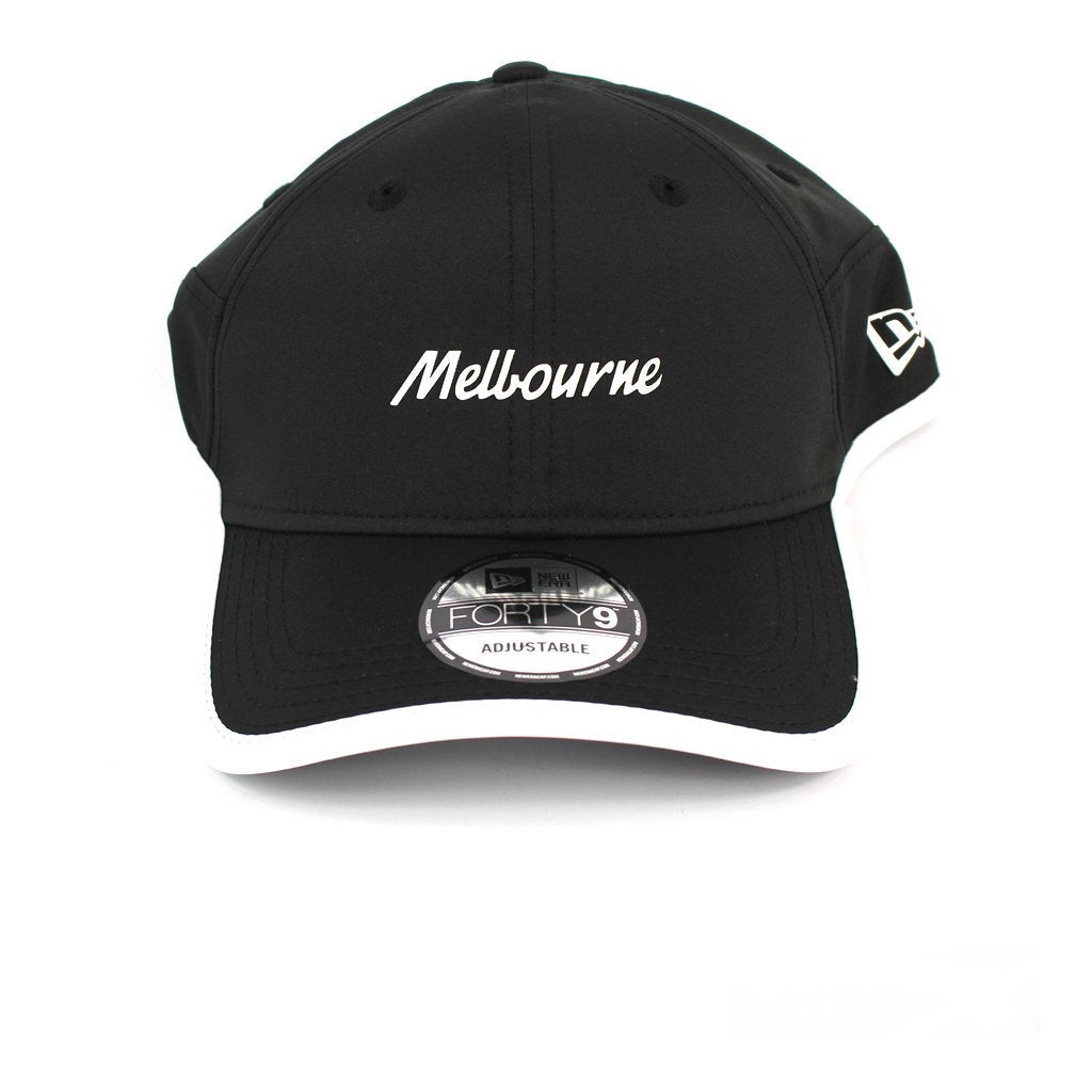 Australian Open Hat - Melbourne Black White Logo Curved Strapback - New Era