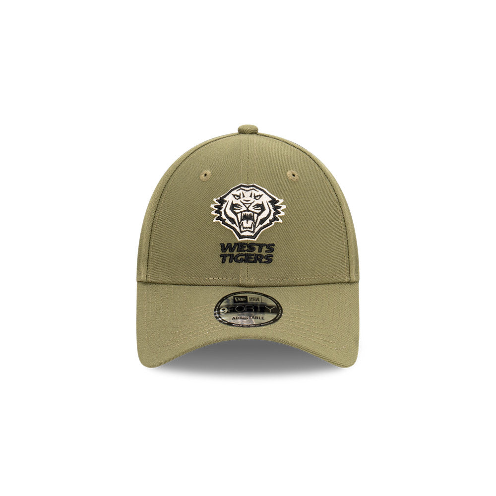 Wests Tigers Hat - 2022 NRL Olive Stone Black 9Forty - New Era