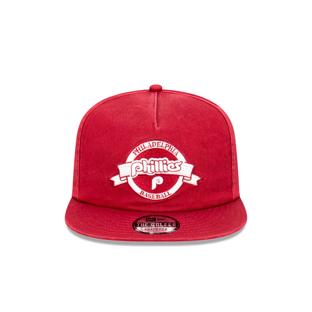 Philadelphia Phillies Hat - Red The Golfer Banner Logo Snapback - New Era