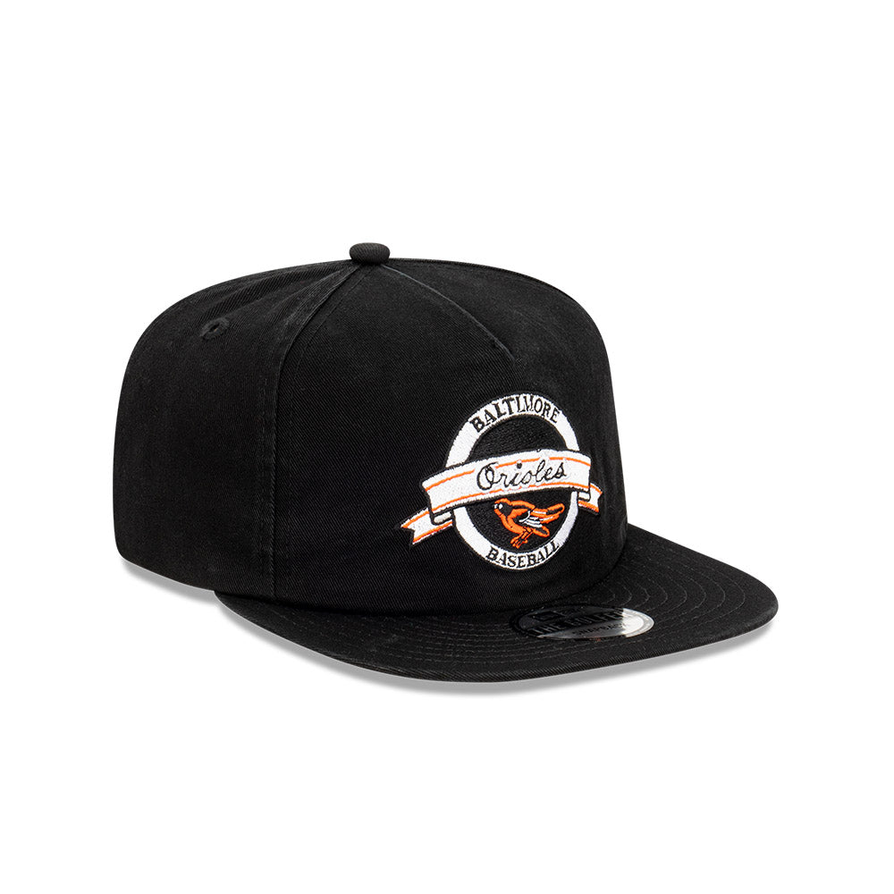 Baltimore Orioles Hat - Black The Golfer Banner Logo Snapback - New Era