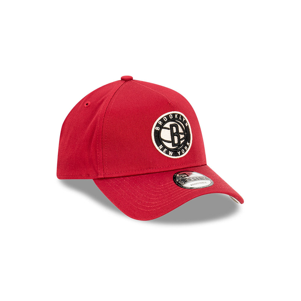 Brooklyn Nets Hat - Carmine Black Stone 9Forty Snapback - New Era