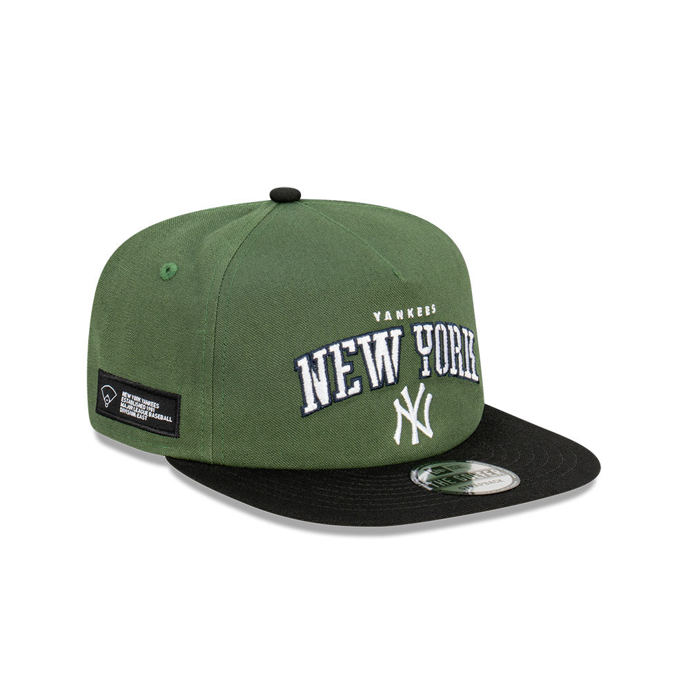 New York Yankees Hat - Rifle Green Stencil Script Golfer Snapback - New Era