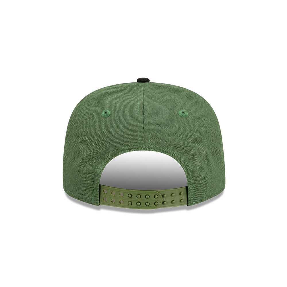 LA Lakers Hat - Rifle Green Stencil Script Golfer Snapback - New Era